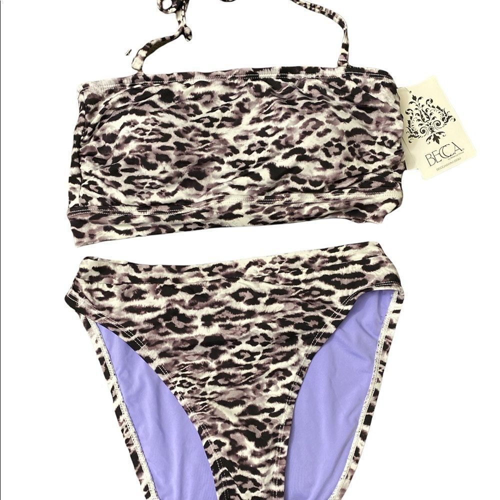 Becca leopard print 2 piece bandeau bikini set SIZE SMALL